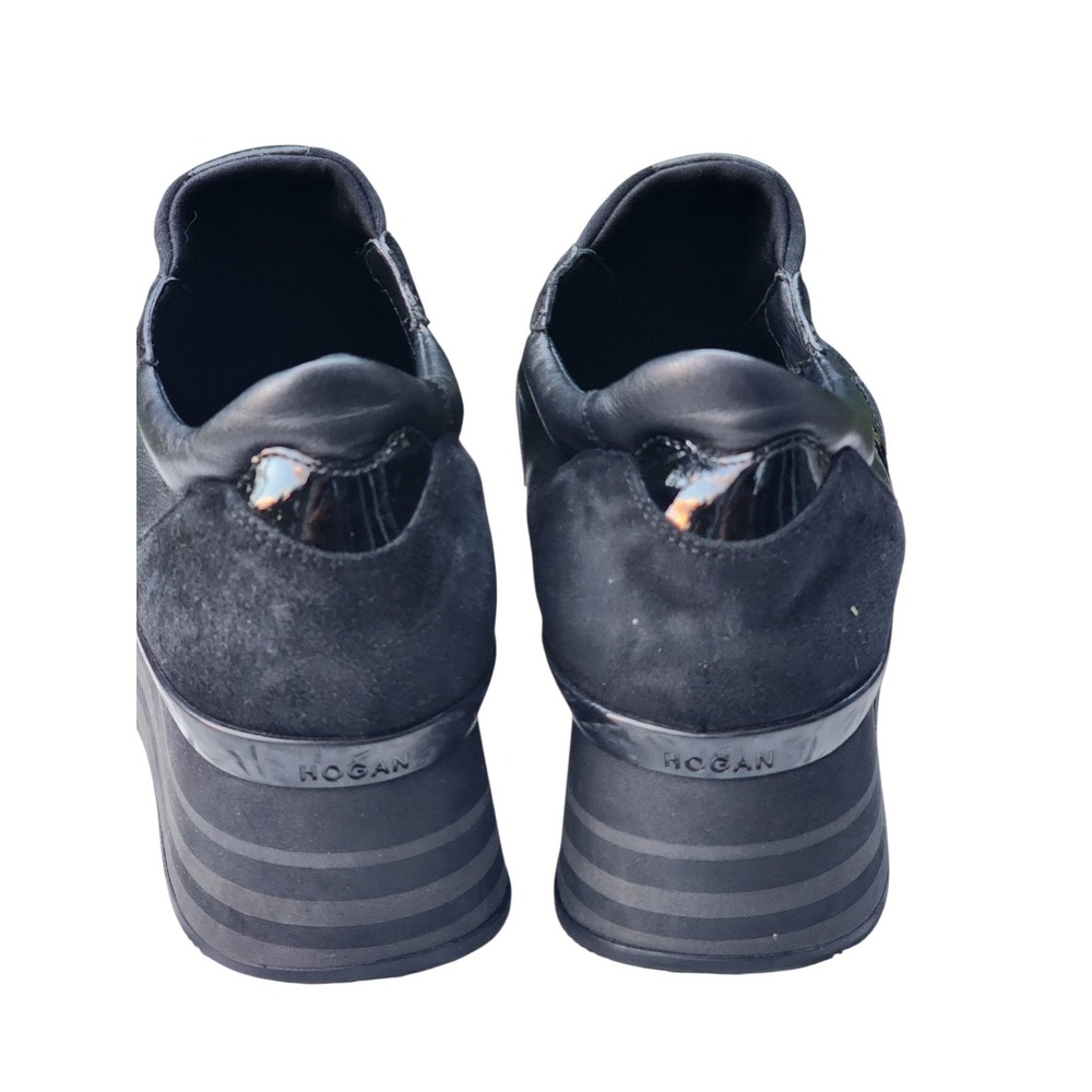 Hogan Maxi H222 Black Leather Suede Platform Slip On Sneakers Womens 39.5 - Picture 6 of 9